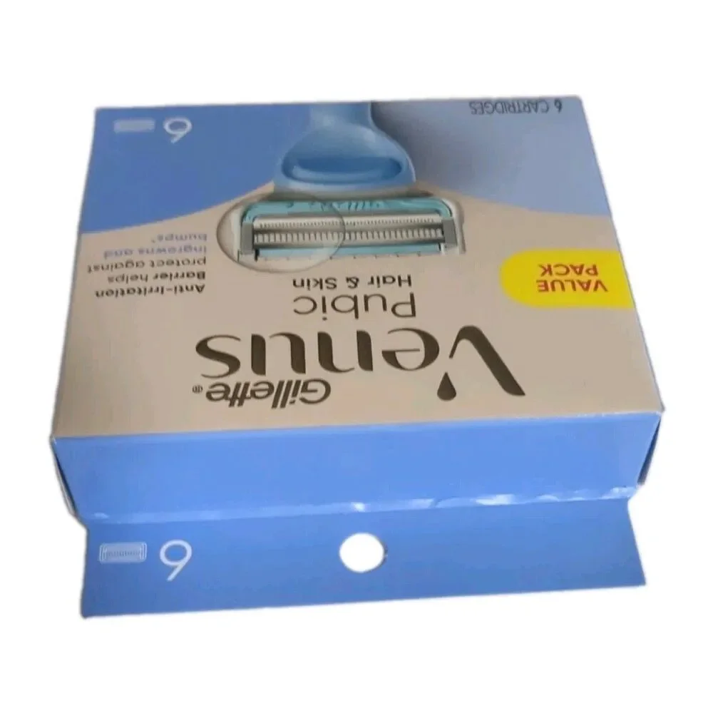 NEW GILLETTE VENUS PUBIC HAIR & SKIN 6-PACK VALUE PACK REFILL CARTRIDGES